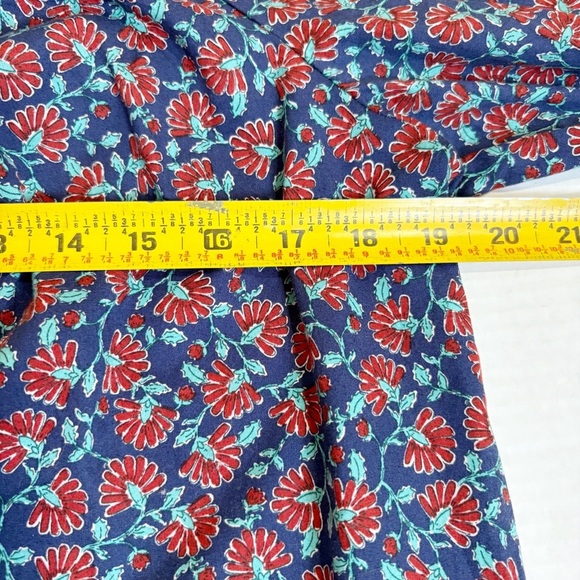 J. Crew Factory Printed Smocked-Neck Top Size XS Floral Navy Autumn High Neck - Picture 15 of 16